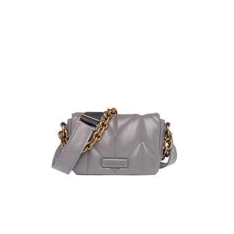 Marble Gray Quilted nappa leather shoulder bag 